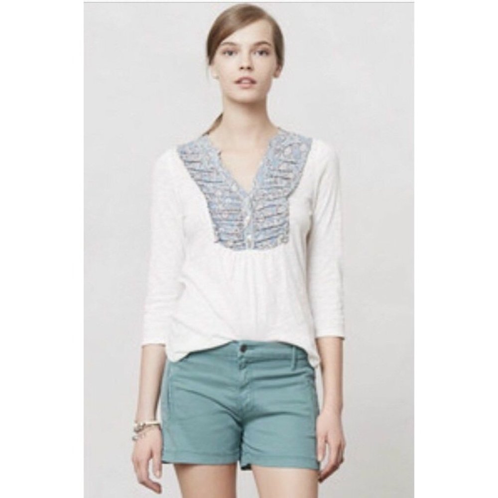 Anthropologie Deletta Blue Interlude Tunic Top Med